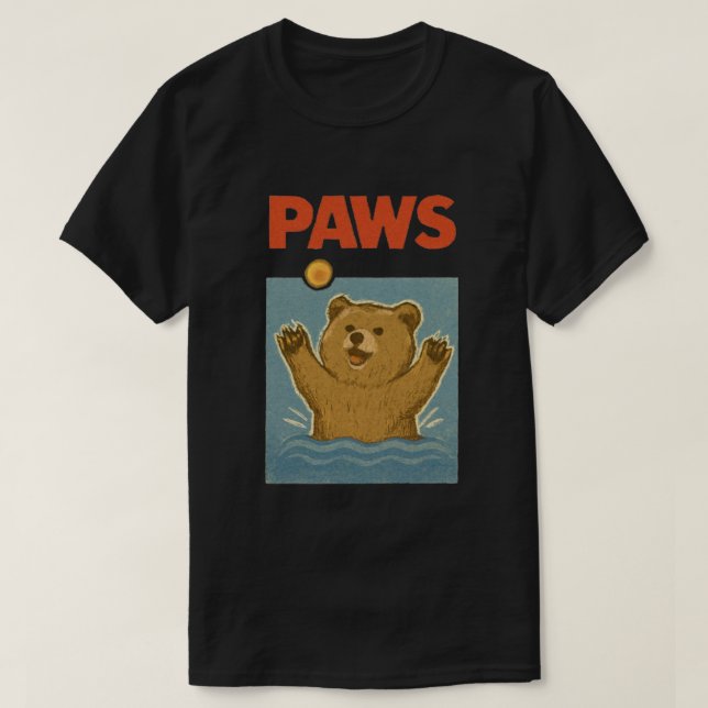 Paws Parody Black bear Chasing Cute Scared Mouse  T-Shirt (Design Front)