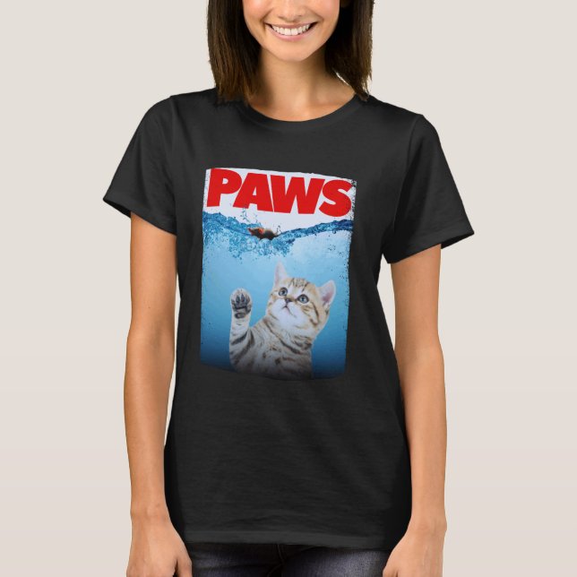 Paws Parody Cat Chasing a Cute Scared Mouse Funny  T-Shirt (Front)