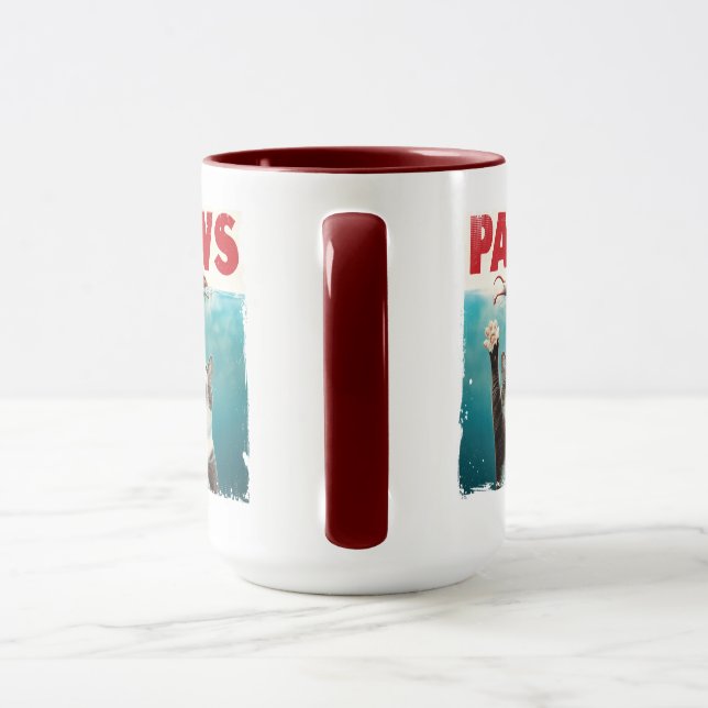 PAWS Parody Cat Mouse Funny Cat Lover & Pet Owners Mug (Handle)