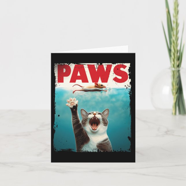 Paws Parody Cat Mouse Humorous Cat Chasing Mouse K Card (Front)