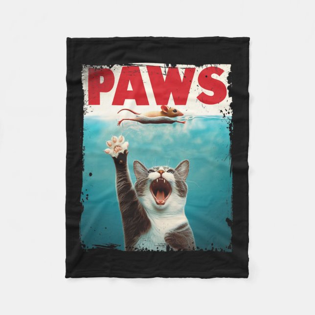 Paws Parody Cat Mouse Humorous Cat Chasing Mouse K Fleece Blanket (Front)
