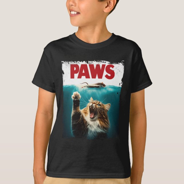 Paws Parody Cat Mouse Humorous Cat Chasing Mouse K T-Shirt (Front)