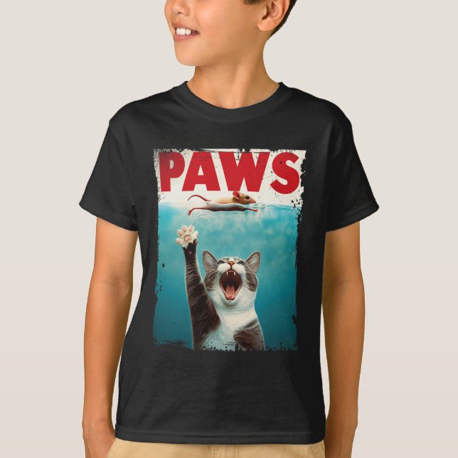 Paws Parody Cat Mouse Humorous Cat Chasing Mouse K T-Shirt (Front)