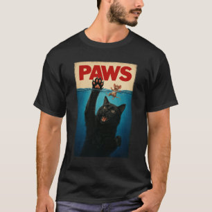PAWS Parody Cat Mouse Humorous Cat Chasing Mouse T-Shirt