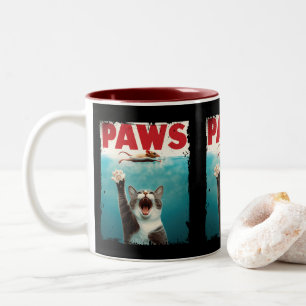 PAWS Parody Cat Mouse Humorous Cat Chasing Mouse Two-Tone Coffee Mug