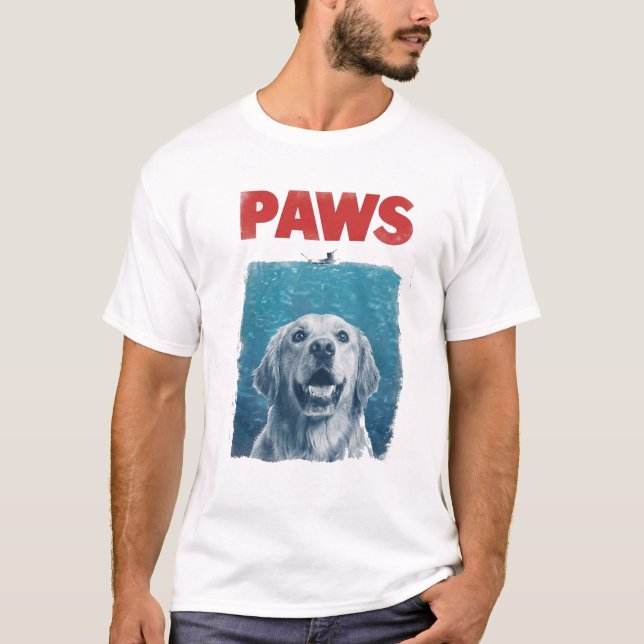 PAWS Parody Shark Movie Dog | Funny Ocean Dog  T-Shirt (Front)