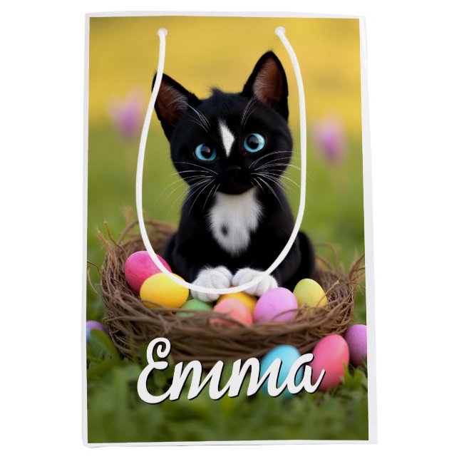 Paws, Pastels & Purrs: Felini’s Easter Nest Medium Gift Bag (Front)