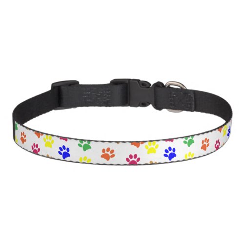 Paws Pattern Colorful Rainbow Cute Paw Pet Collar