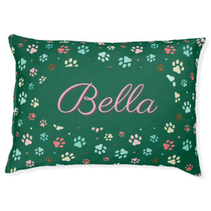 Paws Pattern Custom Name Dog Bed