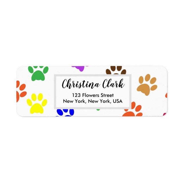 Paws Pattern Cute Personalized Custom Address Label (Front)
