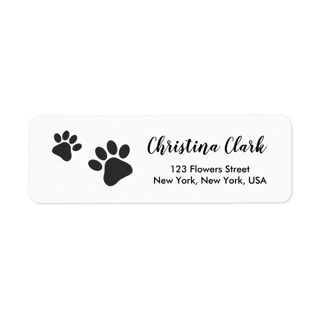 Paws Pattern Dog Cat Personalized Custom Address Label (Front)