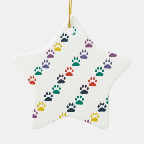 Paws Paws Prints Rainbow Colorful New  Pet Ceramic Ornament