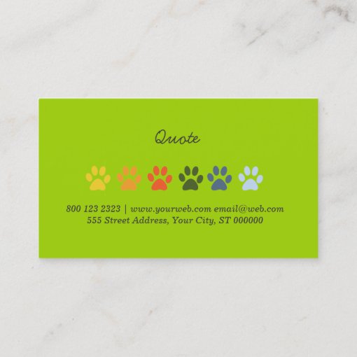Paws Pea Green Pet Animal Care Business Card Zazzle