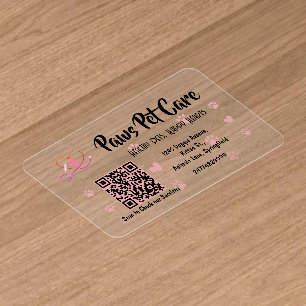 Paws Pet Care Pet Shop Logo Name Barcode Clear Business Cards