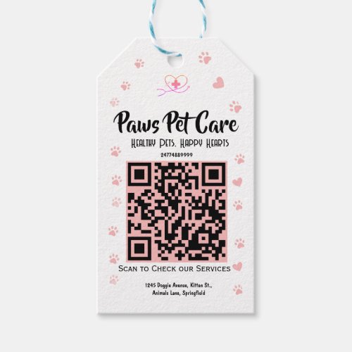 Paws Pet Care Pet Shop Logo Name  Barcode  Gift Tags