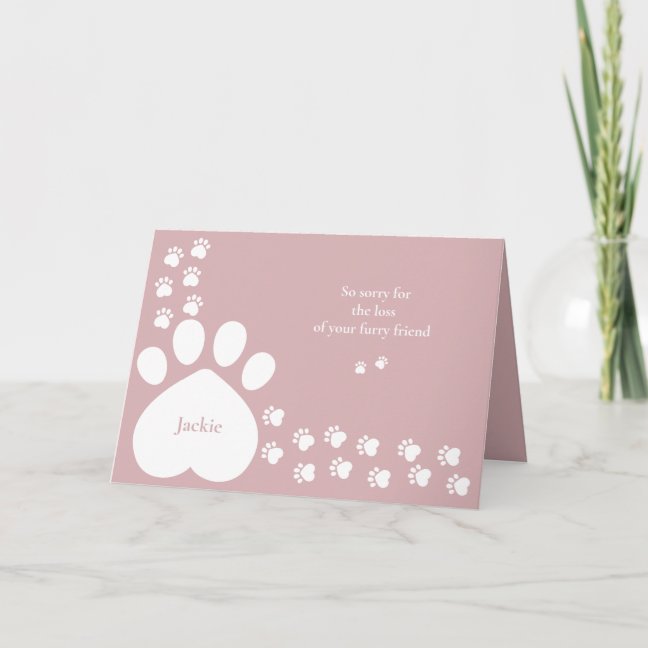 Paws Pet Dog Cat Loss of Puppy Card