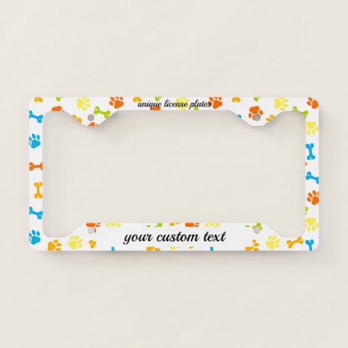 Paws Pet Dog funny cute colors License Plate Frame