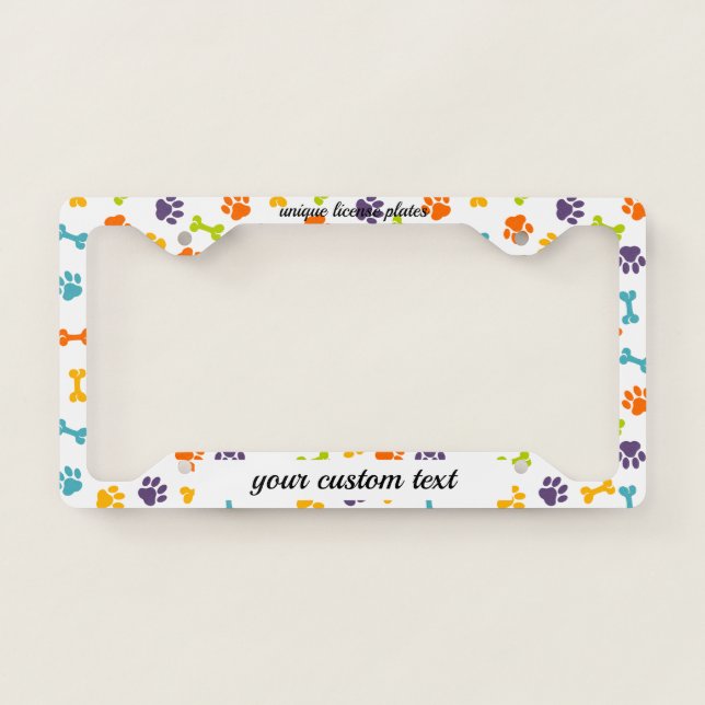 Paws Pet Dog License Plate Frame (Front)