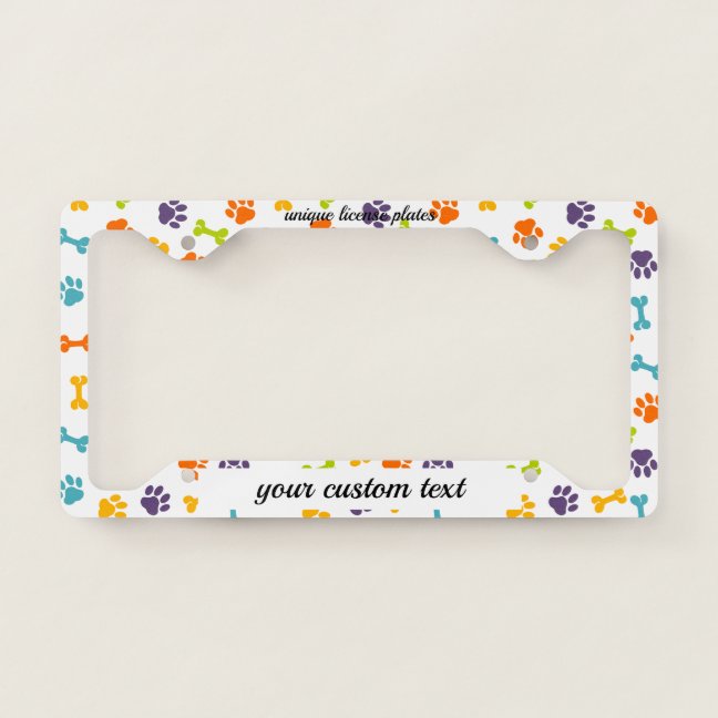 Paws Pet Dog License Plate Frame