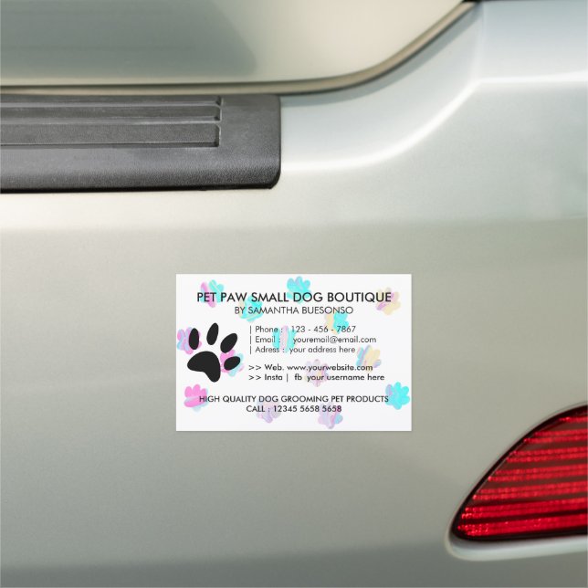 Paws pet grooming car magnet (In Situ)