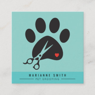 Paws Pet Grooming Salon Square Business Card