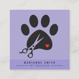 Paws Pet Grooming Salon Square Business Card