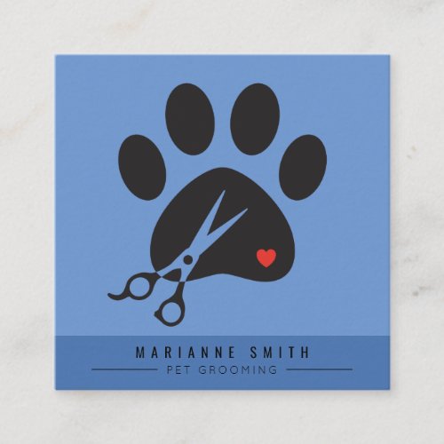 Paws Pet Grooming Salon Square Business Card