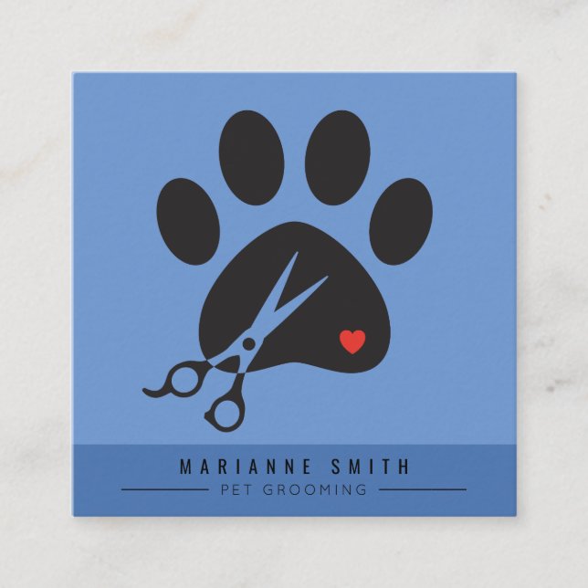 Paws Pet Grooming Salon Square Business Card (Front)