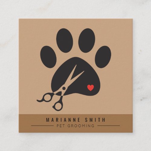 Paws Pet Grooming Salon Square Business Card