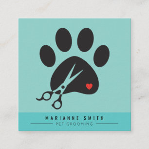 Paws Pet Grooming Salon Square Business Card