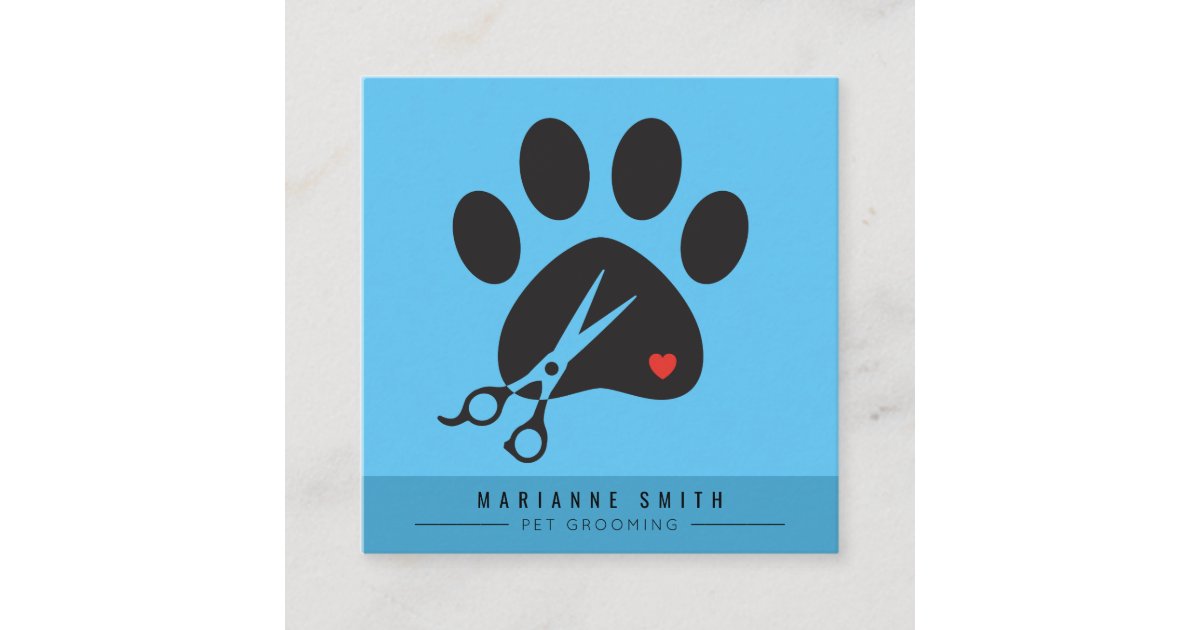 Paws Pet Grooming Salon Square Business Card Zazzle