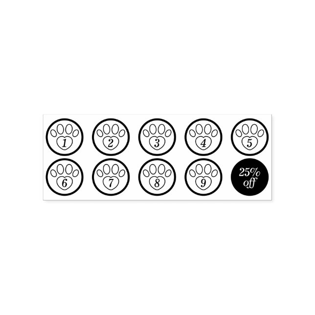 Paws Pet Loyalty Punch Rubber Stamp (Imprint)
