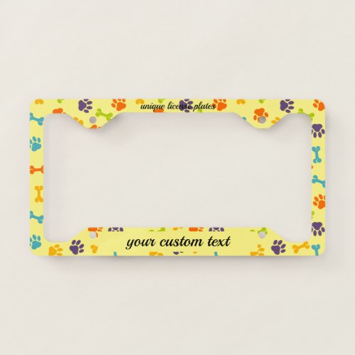 Paws Pet yellow License Plate Frame