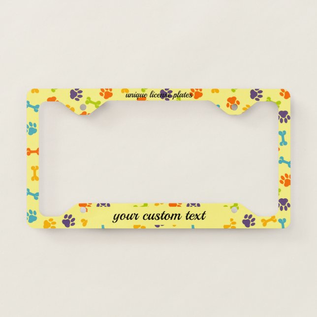 Paws Pet yellow License Plate Frame (Front)