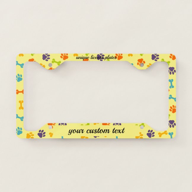 Paws Pet yellow License Plate Frame