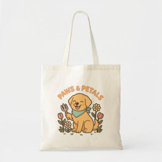 Paws & Petals – Cute Gardening Dog Shirt for Sprin Tote Bag