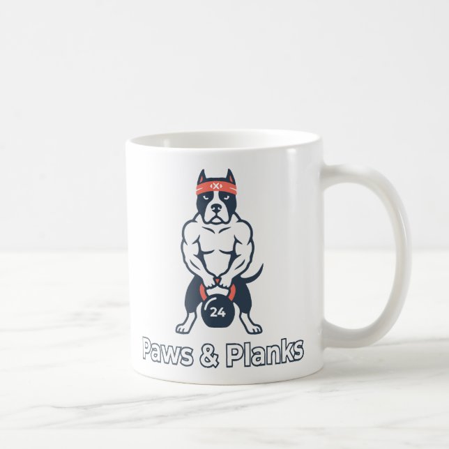 Paws & Planks Buff Dog Gym Poster Coffee Mug (Right)