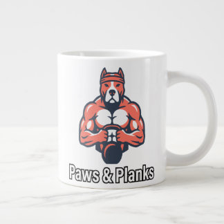 Paws & Planks Muscular Dog Fitness Poster Giant Coffee Mug