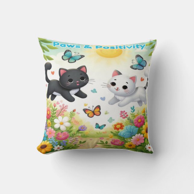 Paws & Positivity  Throw Pillow (Front)