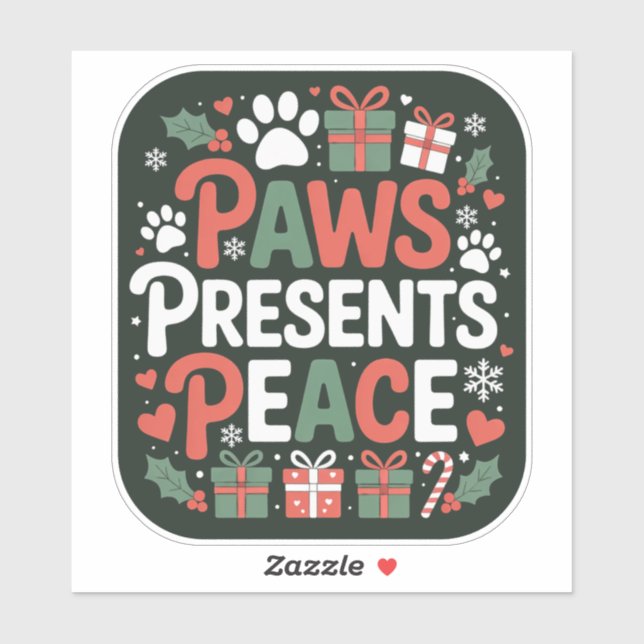 Paws Presents Peace - Holiday Dog Badge Sticker (Sheet)