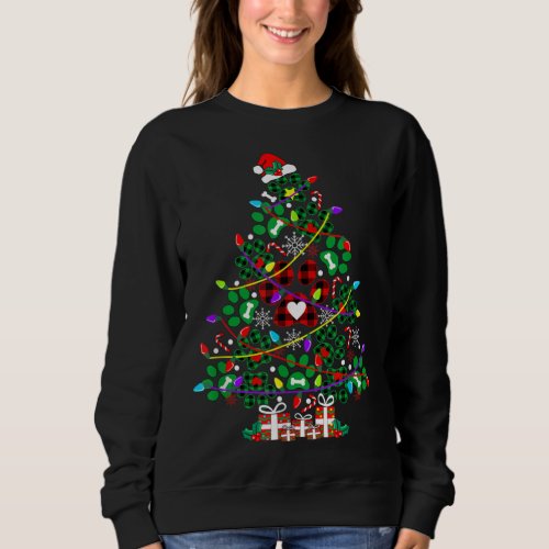 Paws Print Christmas Tree Dog or Cat with santa li Sweatshirt