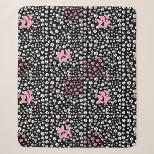 Paws print pattern NS 01b. Black BG Sherpa Blanket