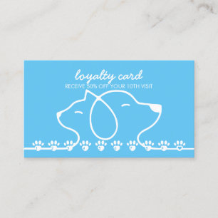 Paws punch Discount Loyalty Blue Cat Dog Business Card