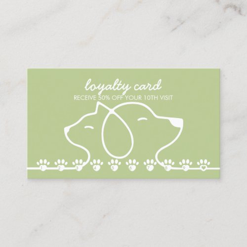 Paws Punch Discount Loyalty Green Cat Dog Business Card