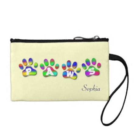 Paws Rainbow Color Paw Prints Key Coin Clutch