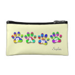 Paws Rainbow Color Paw Prints Small Cosmetic Bag at Zazzle