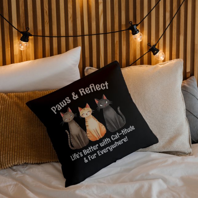 Paws & Reflect Adorable Cats Throw Pillow (Creator Uploaded)