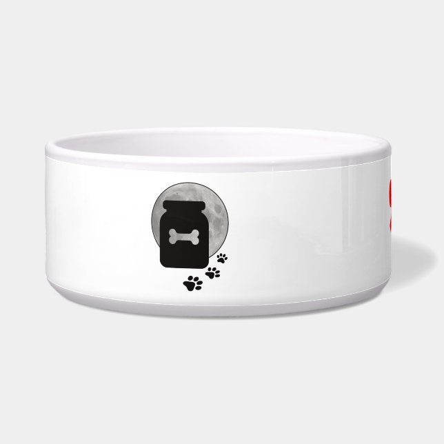"Paws & Smiles" Dog Bowl | Bone & Paw Print Design (Left)