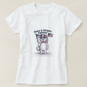 Paws & Stripes Forever – Funny Patriotic Cat T-Shirt