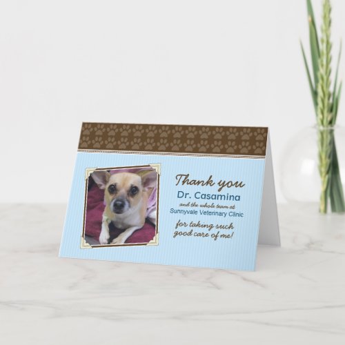 Paws Thank You Card for the Vet baby bluebrown